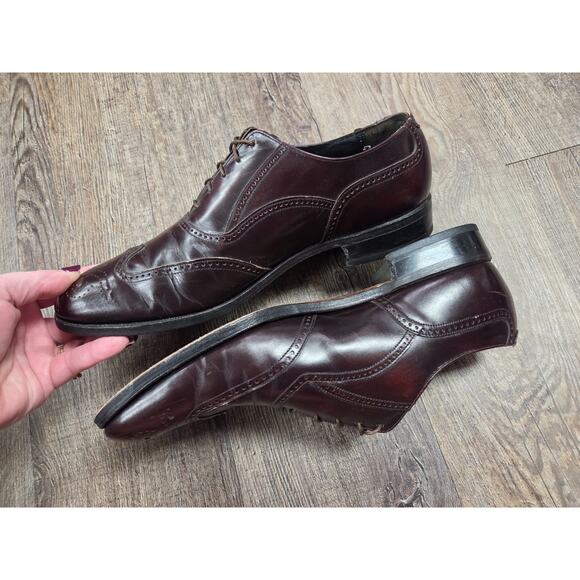 Florsheim Wingtips Shoes 9.5B Dark Cherry Brown Leather Dress - Picture 4 of 9